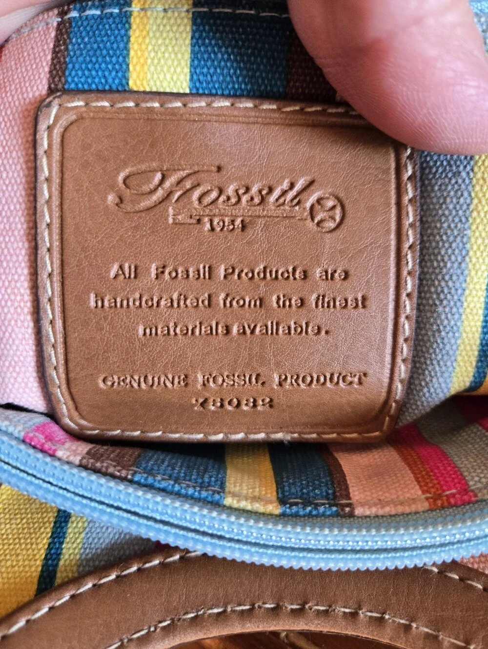 Fossil Woven Straw Tote with Brown Leather Handles NWOT